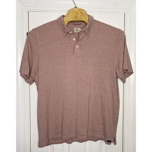 Faherty Mens Cotton Blend Short Sleeve Polo‎ Shirt Pink Blue Stripes 2XL
